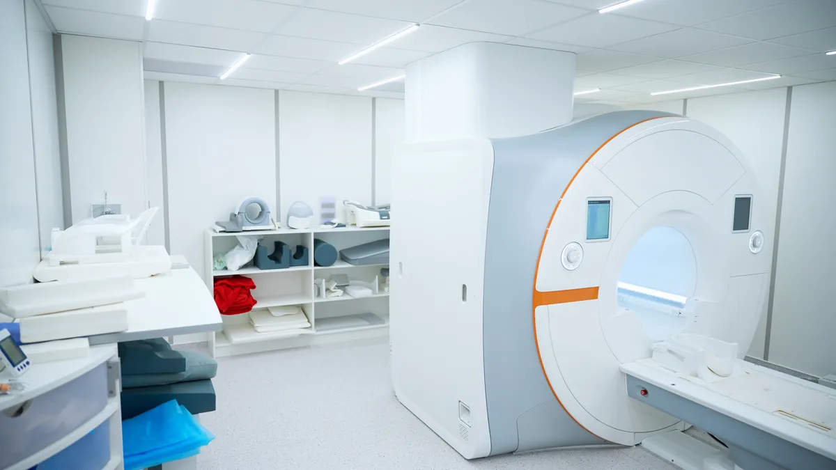 Modern MRI room in a diagnostic center, magnetic resonance imaging machine